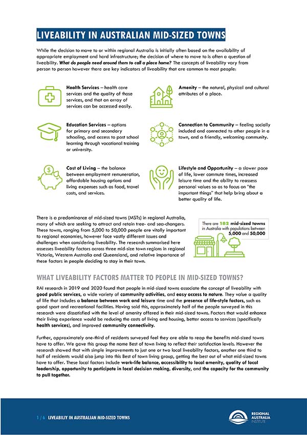 Liveability in Australian Mid-Sized Towns
